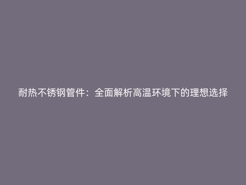 耐热不锈钢管件：全面解析高温环境下的理想选择