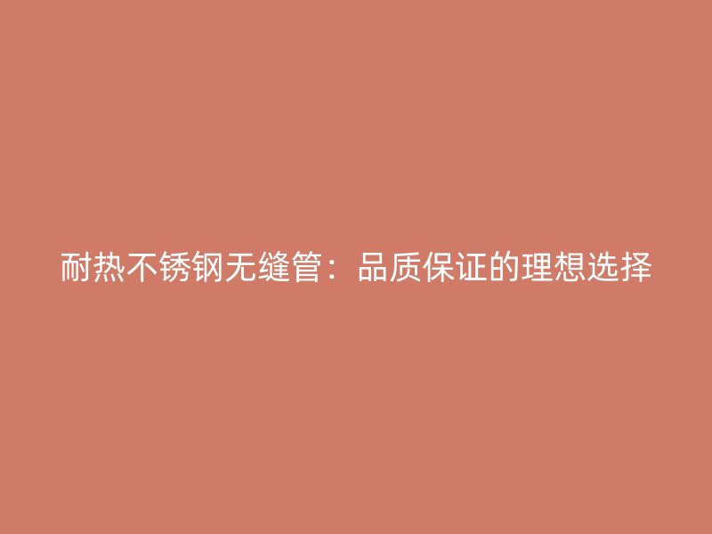 耐热不锈钢无缝管：品质保证的理想选择