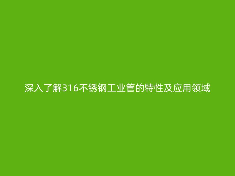 深入了解316不锈钢工业管的特性及应用领域