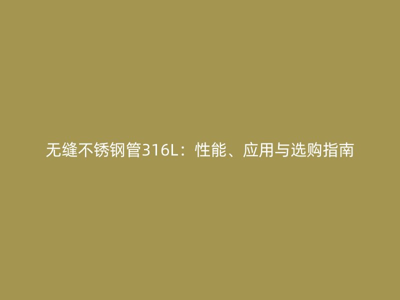 无缝不锈钢管316L：性能、应用与选购指南