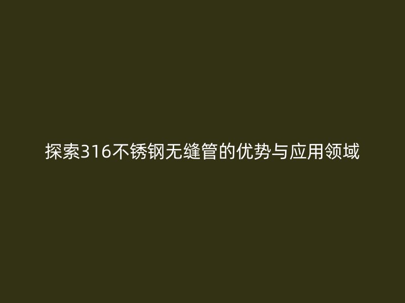 探索316不锈钢无缝管的优势与应用领域