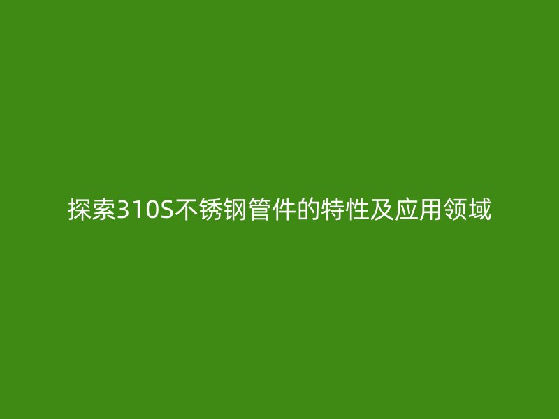 探索310S不锈钢管件的特性及应用领域