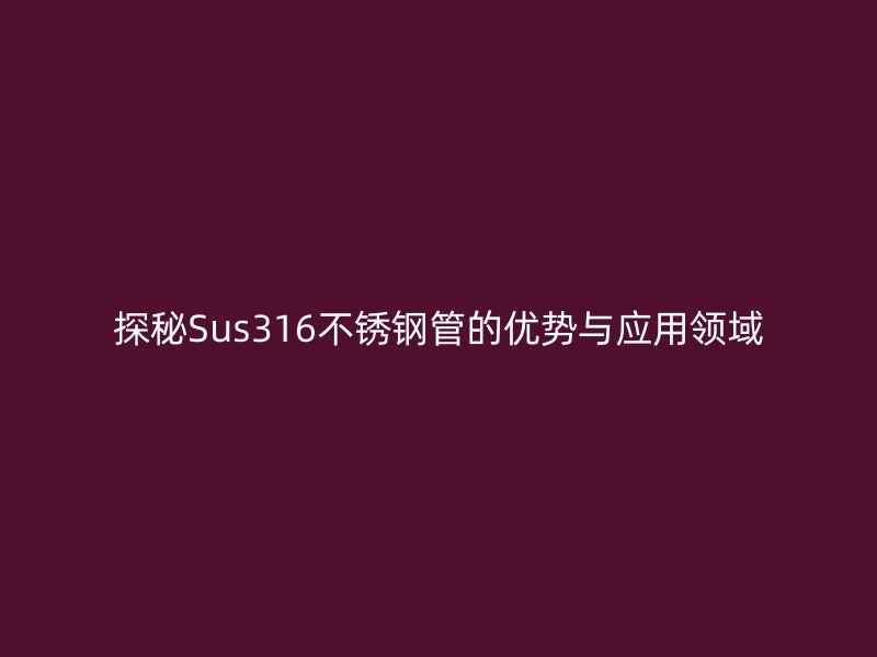 探秘Sus316不锈钢管的优势与应用领域