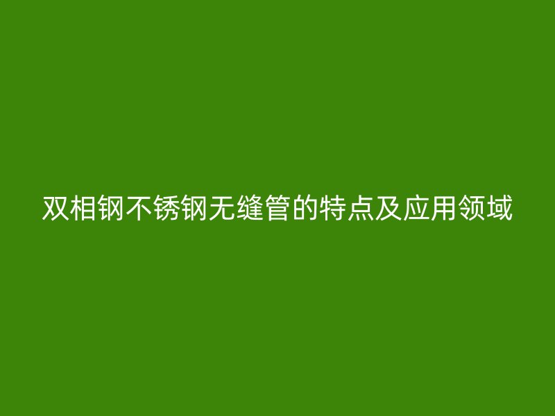 双相钢不锈钢无缝管的特点及应用领域