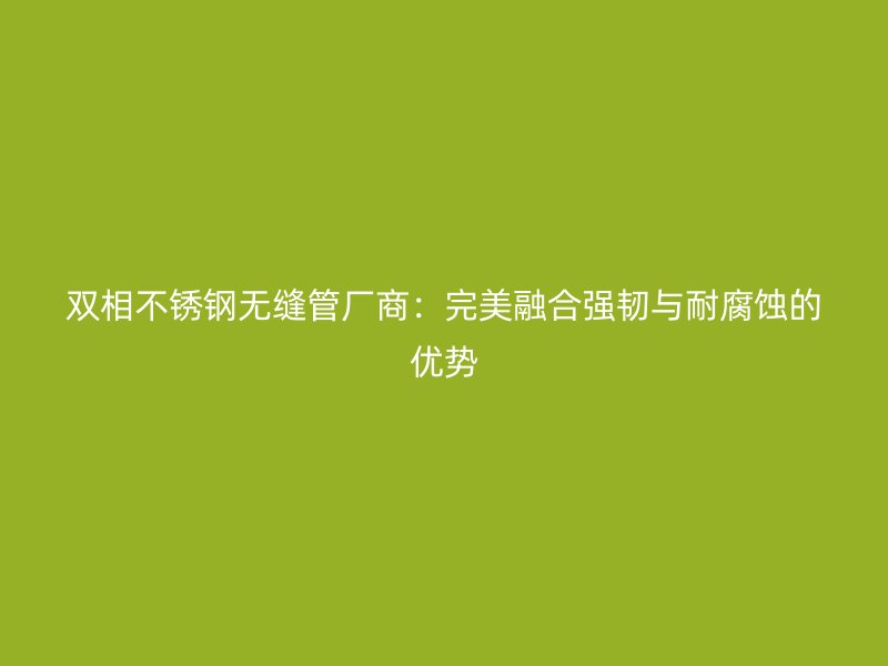 双相不锈钢无缝管厂商：完美融合强韧与耐腐蚀的优势
