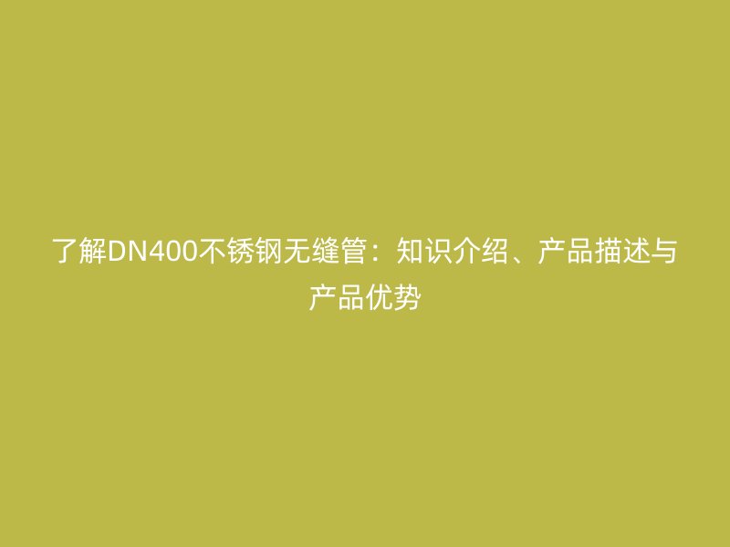 了解DN400不锈钢无缝管：知识介绍、产品描述与产品优势