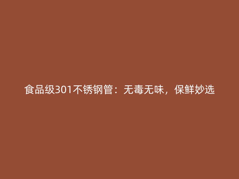食品级301不锈钢管：无毒无味，保鲜妙选