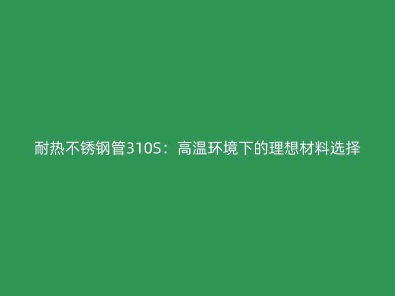 耐热不锈钢管310S：高温环境下的理想材料选择