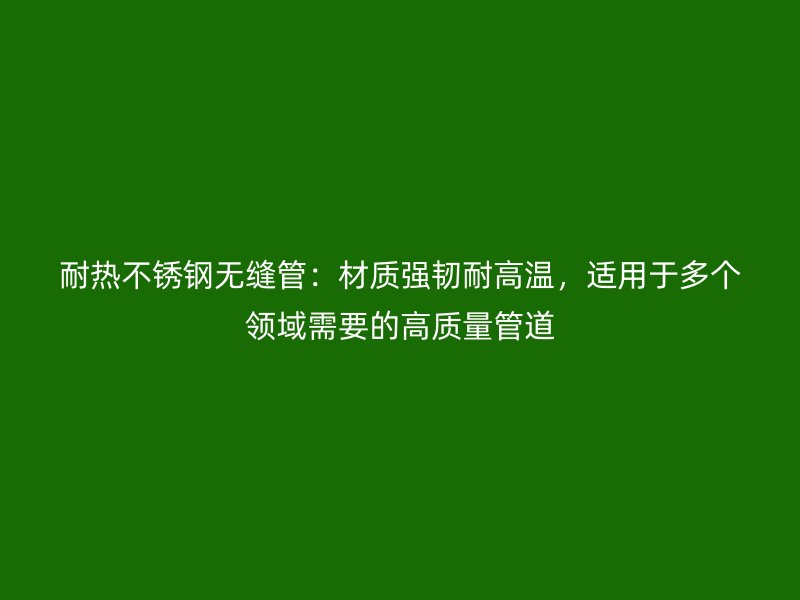 耐热不锈钢无缝管：材质强韧耐高温，适用于多个领域需要的高质量管道