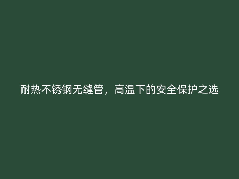 耐热不锈钢无缝管，高温下的安全保护之选