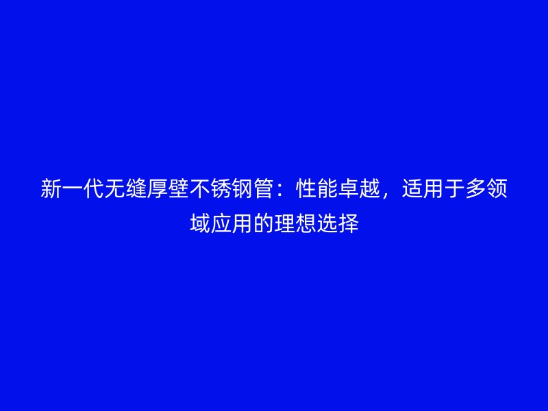 新一代无缝厚壁不锈钢管：性能卓越，适用于多领域应用的理想选择