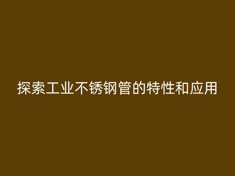 探索工业不锈钢管的特性和应用
