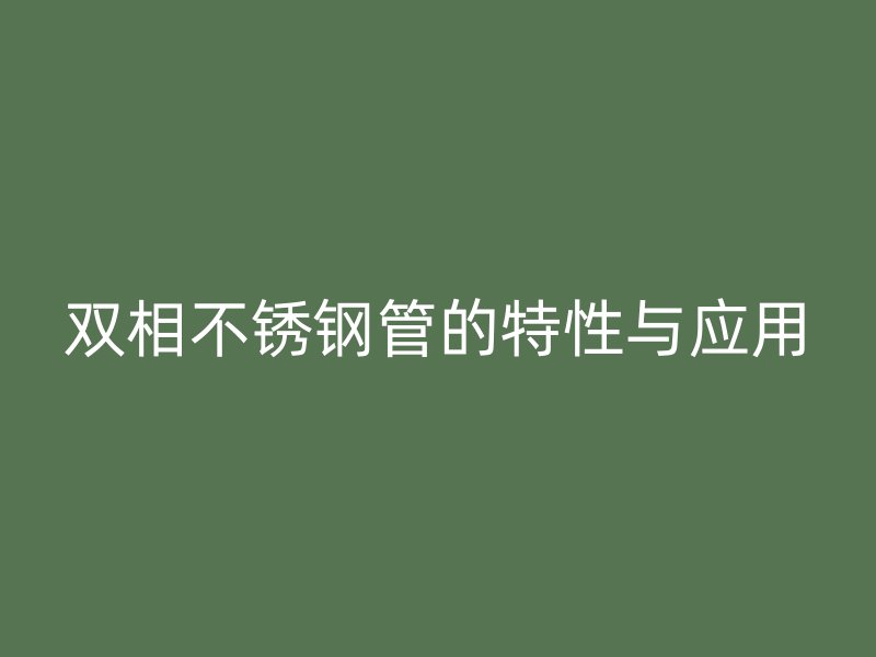 双相不锈钢管的特性与应用