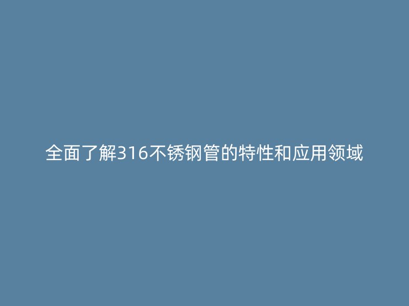 全面了解316不锈钢管的特性和应用领域