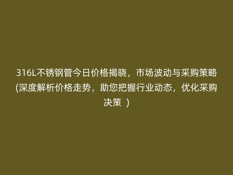 316L不锈钢管今日价格揭晓，市场波动与采购策略(深度解析价格走势，助您把握行业动态，优化采购决策  )