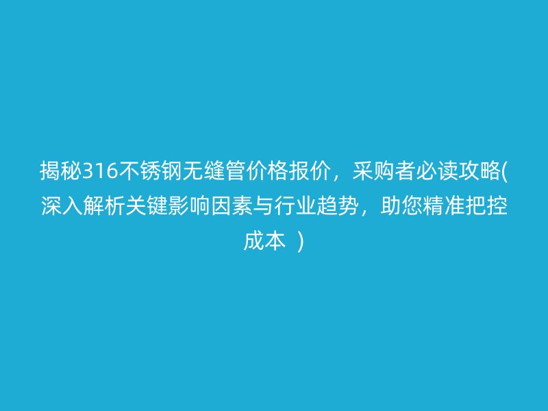 揭秘316不锈钢无缝管价格报价，采购者必读攻略(深入解析关键影响因素与行业趋势，助您精准把控成本  )