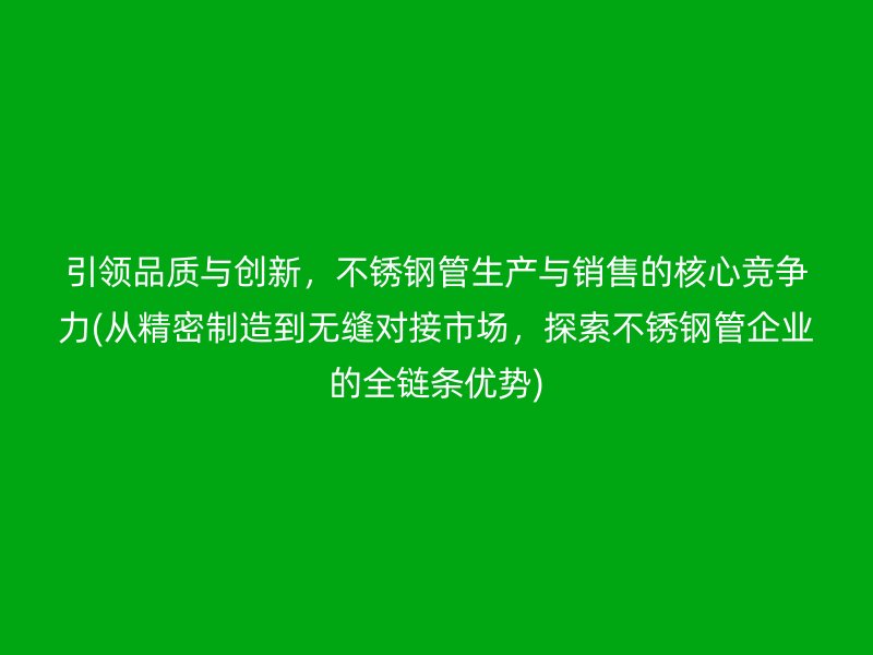 引领品质与创新，不锈钢管生产与销售的核心竞争力(从精密制造到无缝对接市场，探索不锈钢管企业的全链条优势)