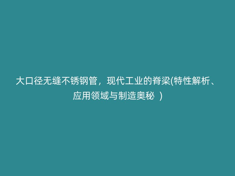 大口径无缝不锈钢管，现代工业的脊梁(特性解析、应用领域与制造奥秘  )