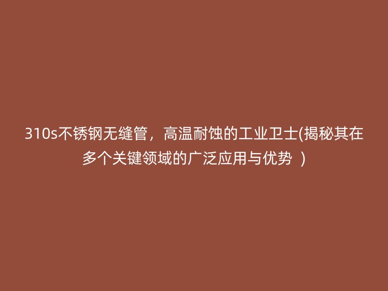 310s不锈钢无缝管，高温耐蚀的工业卫士(揭秘其在多个关键领域的广泛应用与优势  )