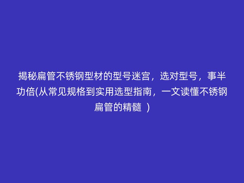 揭秘扁管不锈钢型材的型号迷宫，选对型号，事半功倍(从常见规格到实用选型指南，一文读懂不锈钢扁管的精髓  )