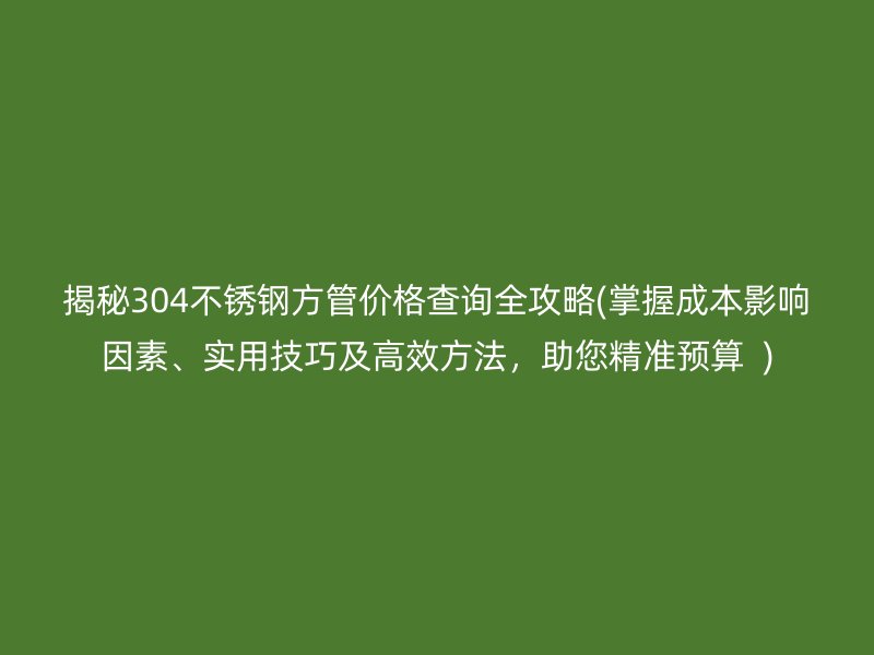 揭秘304不锈钢方管价格查询全攻略(掌握成本影响因素、实用技巧及高效方法，助您精准预算  )