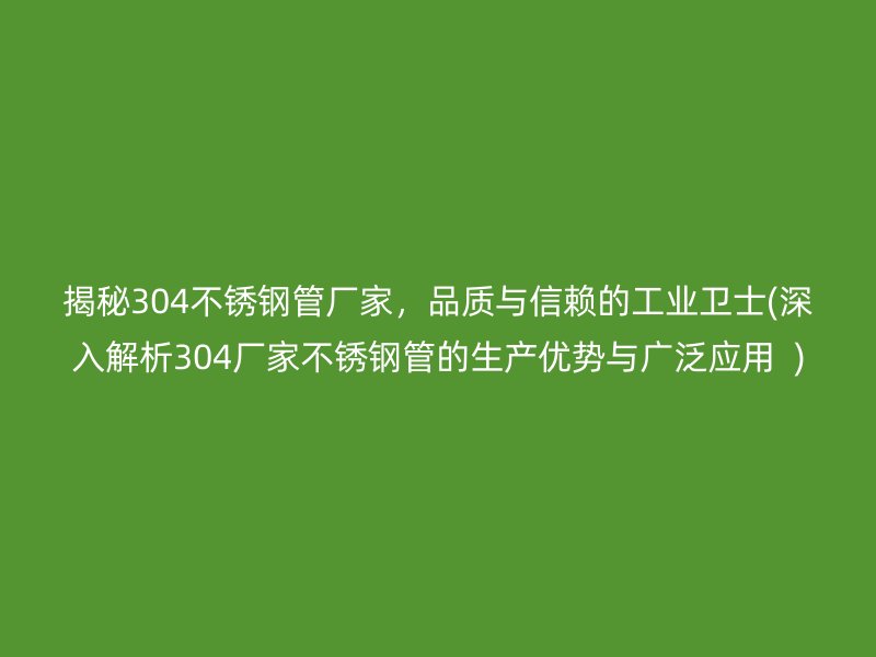 揭秘304不锈钢管厂家，品质与信赖的工业卫士(深入解析304厂家不锈钢管的生产优势与广泛应用  )