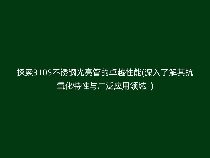 探索310S不锈钢光亮管的卓越性能(深入了解其抗氧化特性与广泛应用领域  )