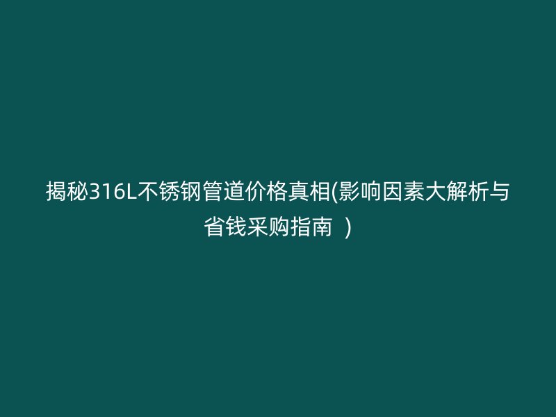 揭秘316L不锈钢管道价格真相(影响因素大解析与省钱采购指南  )