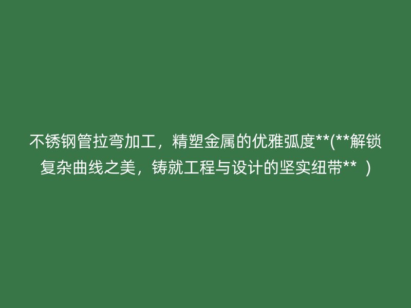不锈钢管拉弯加工，精塑金属的优雅弧度**(**解锁复杂曲线之美，铸就工程与设计的坚实纽带**  )
