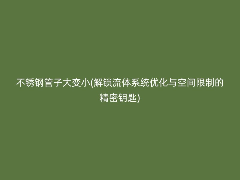 不锈钢管子大变小(解锁流体系统优化与空间限制的精密钥匙)
