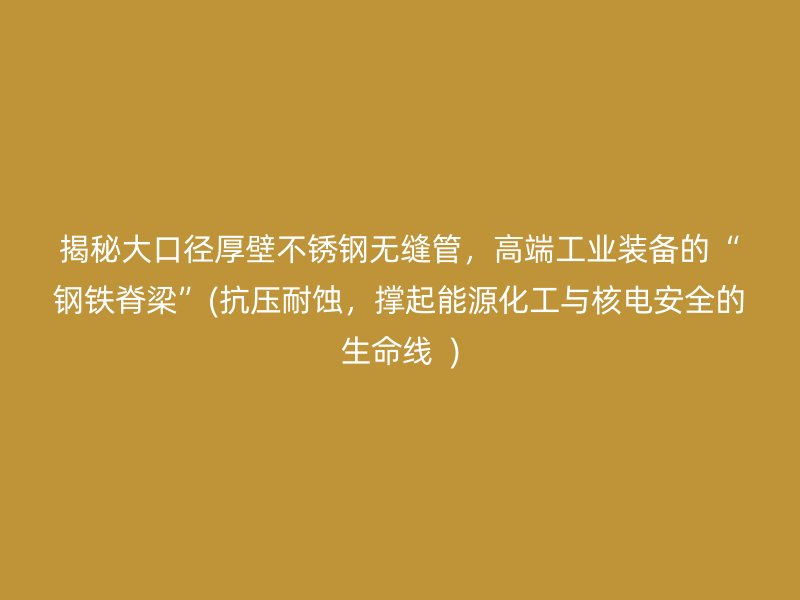 揭秘大口径厚壁不锈钢无缝管，高端工业装备的“钢铁脊梁”(抗压耐蚀，撑起能源化工与核电安全的生命线  )