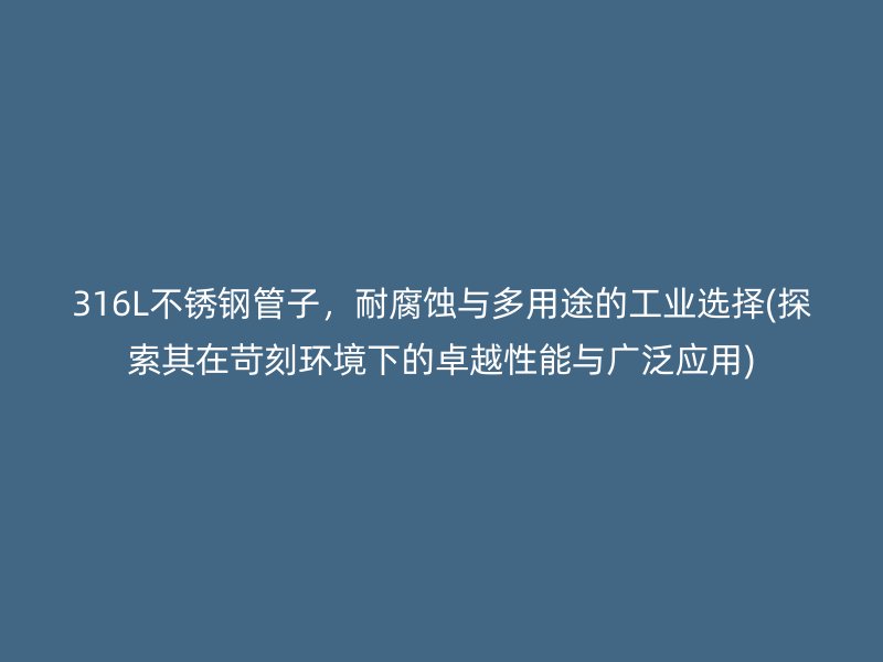 316L不锈钢管子，耐腐蚀与多用途的工业选择(探索其在苛刻环境下的卓越性能与广泛应用)