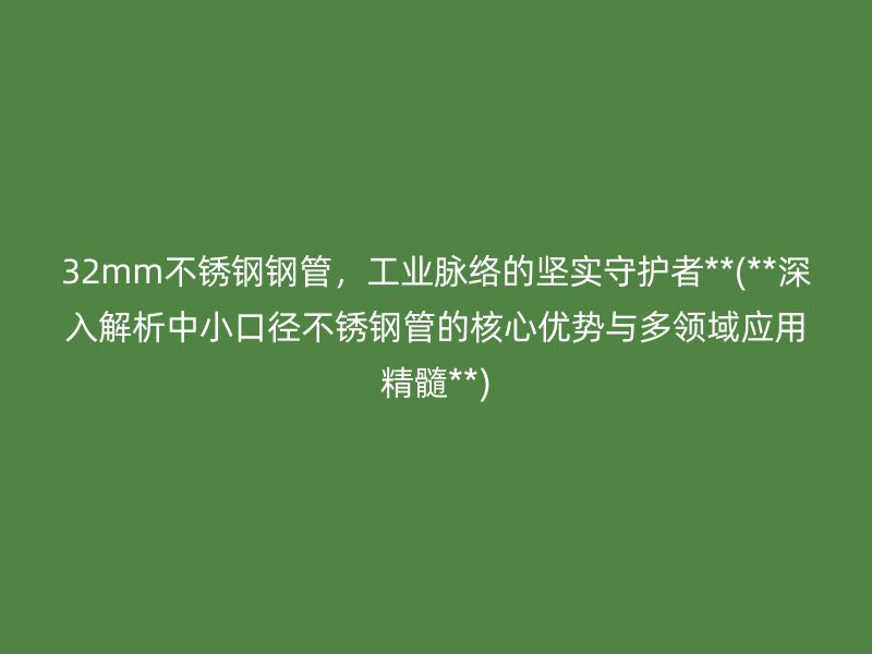 32mm不锈钢钢管，工业脉络的坚实守护者**(**深入解析中小口径不锈钢管的核心优势与多领域应用精髓**)