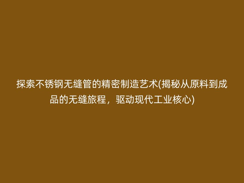 探索不锈钢无缝管的精密制造艺术(揭秘从原料到成品的无缝旅程，驱动现代工业核心)