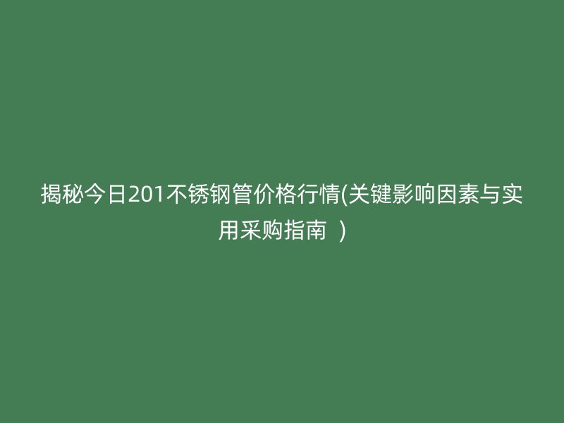 揭秘今日201不锈钢管价格行情(关键影响因素与实用采购指南  )