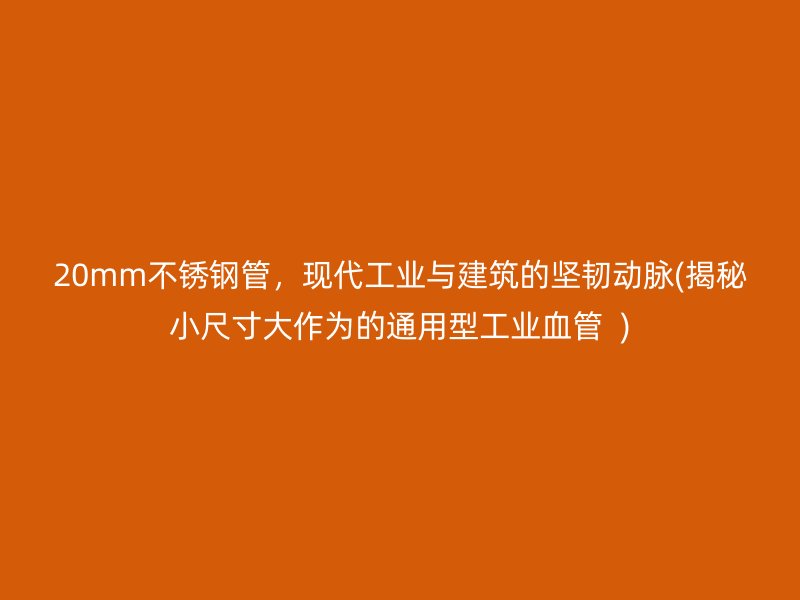 20mm不锈钢管，现代工业与建筑的坚韧动脉(揭秘小尺寸大作为的通用型工业血管  )