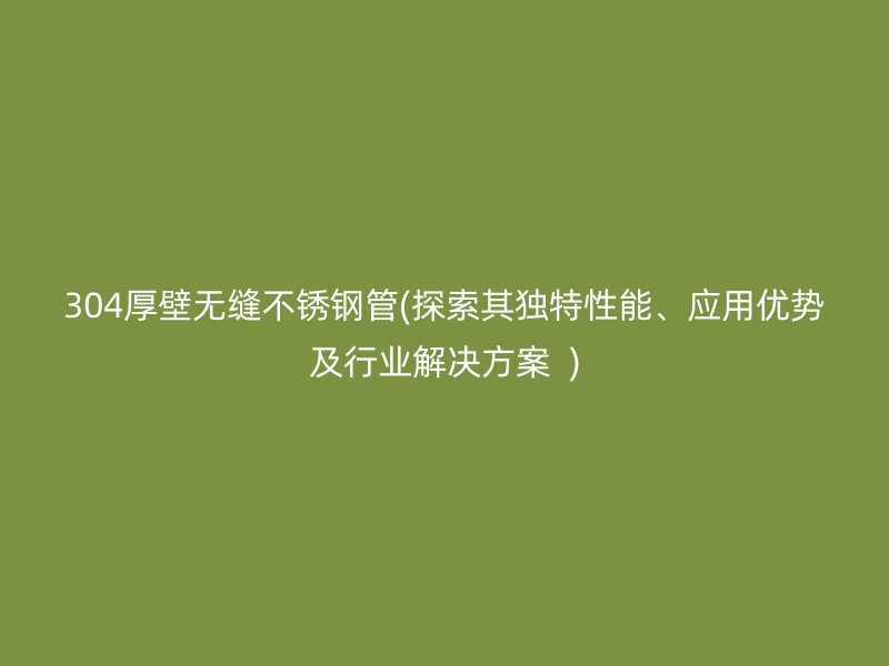 304厚壁无缝不锈钢管(探索其独特性能、应用优势及行业解决方案  )