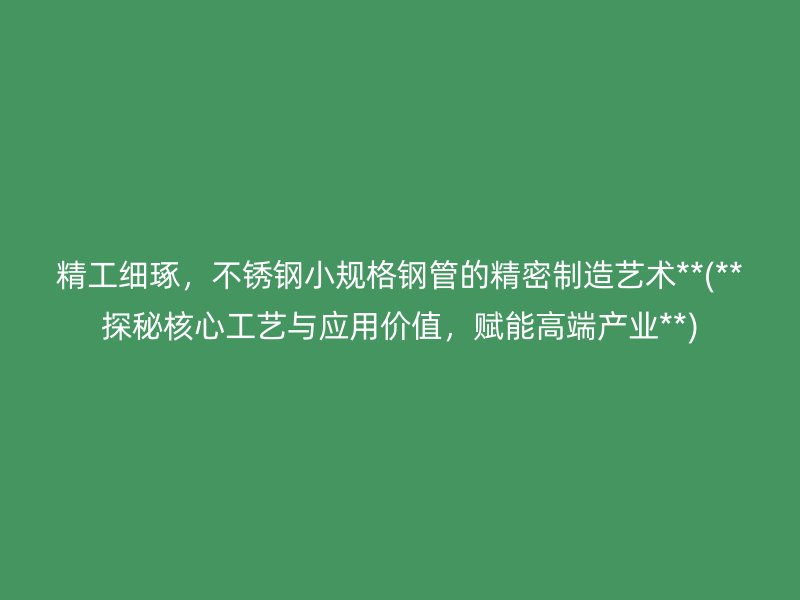 精工细琢，不锈钢小规格钢管的精密制造艺术**(**探秘核心工艺与应用价值，赋能高端产业**)