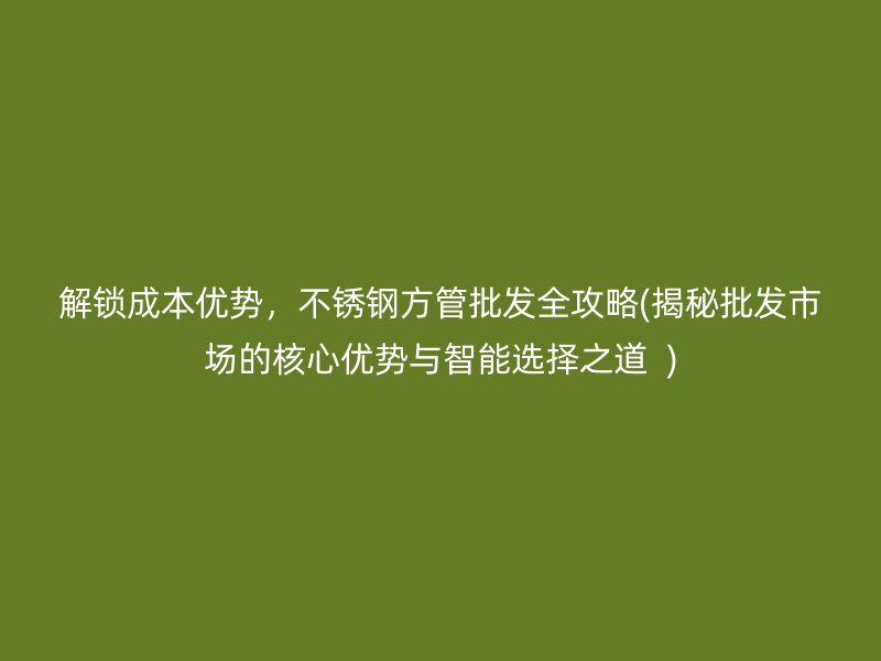 解锁成本优势，不锈钢方管批发全攻略(揭秘批发市场的核心优势与智能选择之道  )
