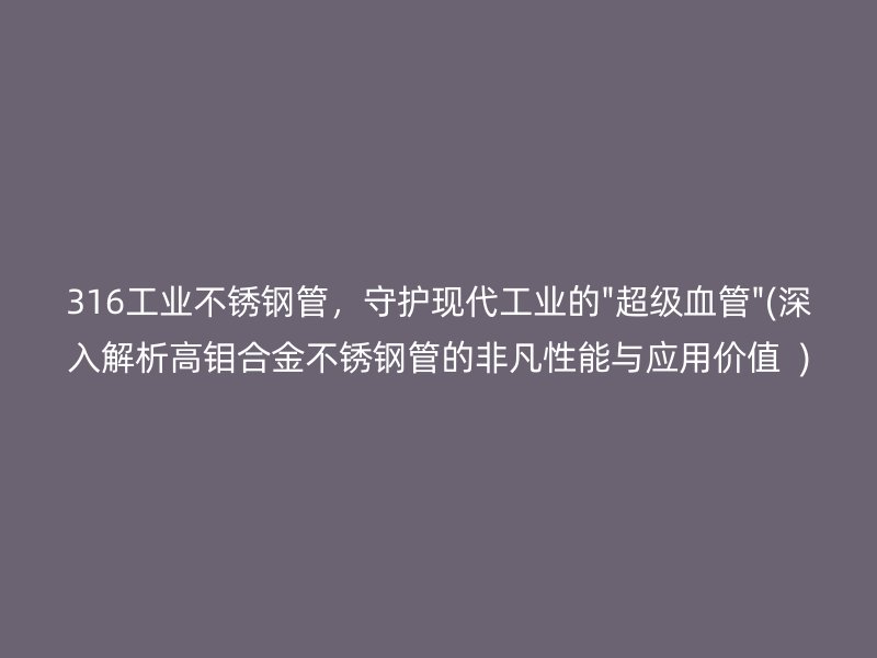 316工业不锈钢管，守护现代工业的\