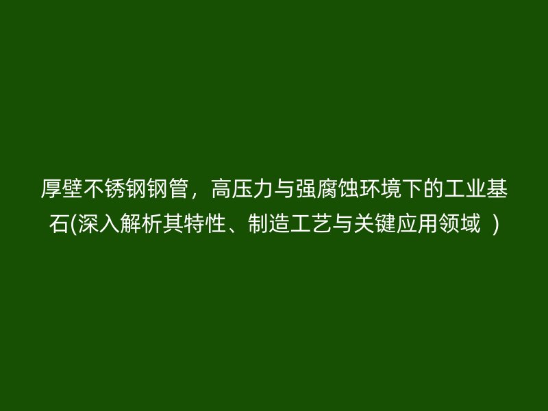 厚壁不锈钢钢管，高压力与强腐蚀环境下的工业基石(深入解析其特性、制造工艺与关键应用领域  )