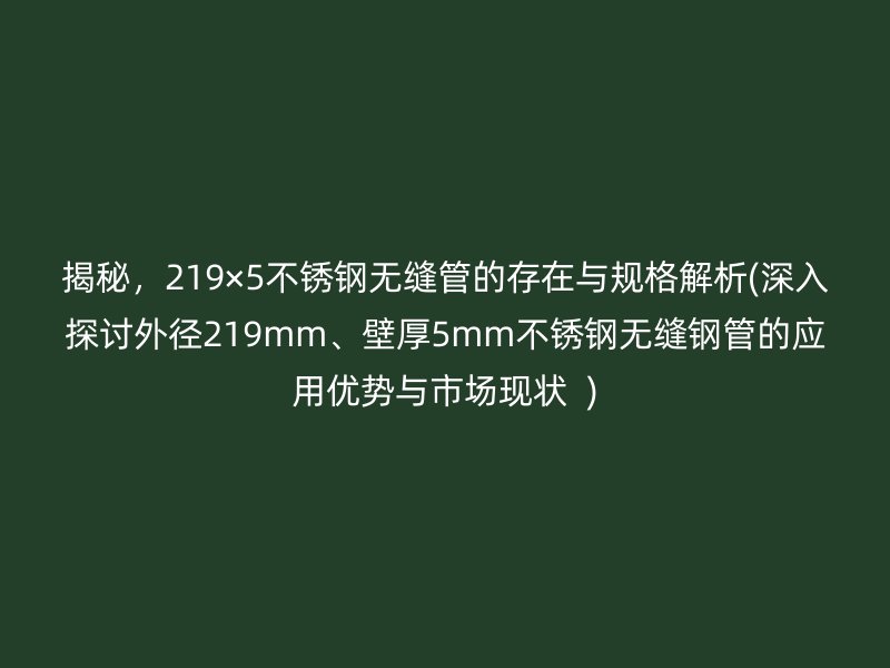 揭秘，219×5不锈钢无缝管的存在与规格解析(深入探讨外径219mm、壁厚5mm不锈钢无缝钢管的应用优势与市场现状  )