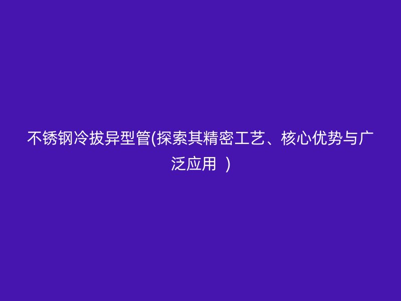 不锈钢冷拔异型管(探索其精密工艺、核心优势与广泛应用  )