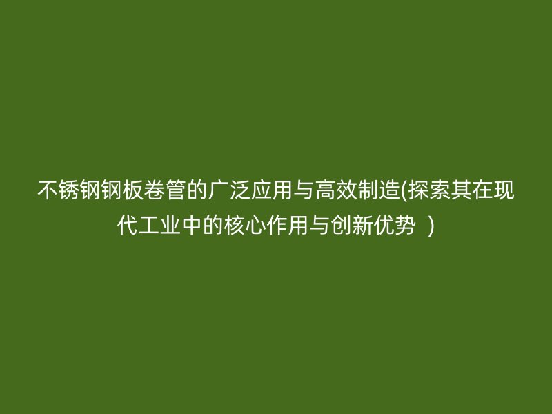 不锈钢钢板卷管的广泛应用与高效制造(探索其在现代工业中的核心作用与创新优势  )