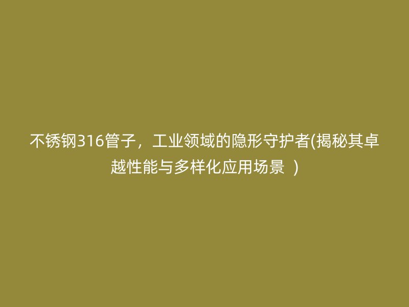 不锈钢316管子，工业领域的隐形守护者(揭秘其卓越性能与多样化应用场景  )