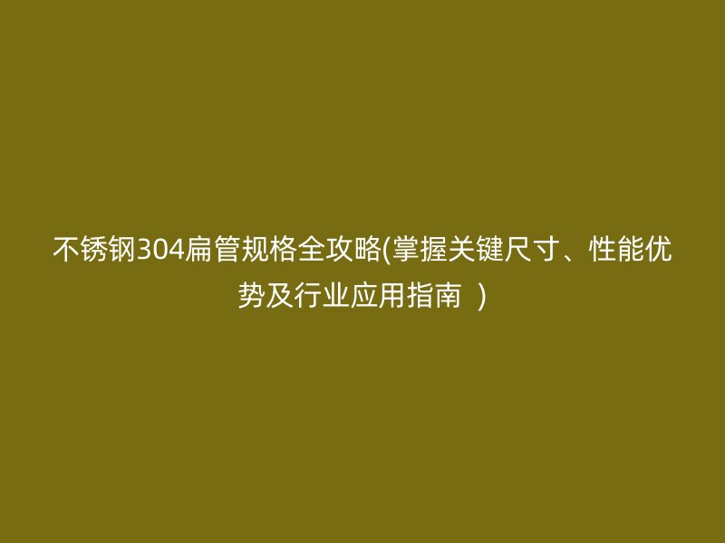 不锈钢304扁管规格全攻略(掌握关键尺寸、性能优势及行业应用指南  )
