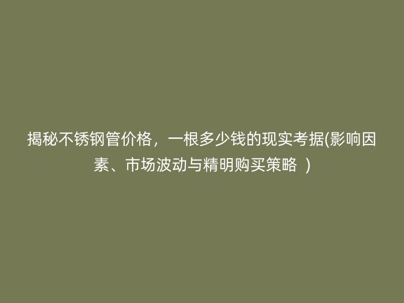 揭秘不锈钢管价格，一根多少钱的现实考据(影响因素、市场波动与精明购买策略  )