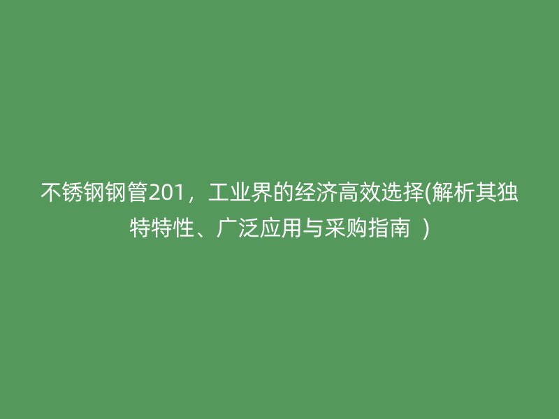 不锈钢钢管201，工业界的经济高效选择(解析其独特特性、广泛应用与采购指南  )