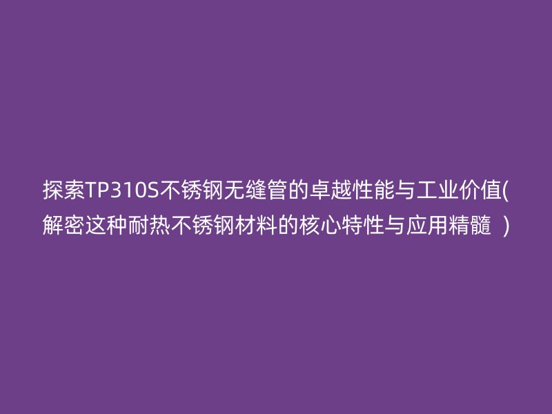 探索TP310S不锈钢无缝管的卓越性能与工业价值(解密这种耐热不锈钢材料的核心特性与应用精髓  )