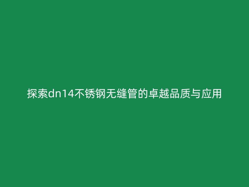 探索dn14不锈钢无缝管的卓越品质与应用